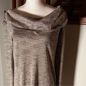 White House Black Market Cowl Neck Sweater – Brown & Cream Shimmer Blend